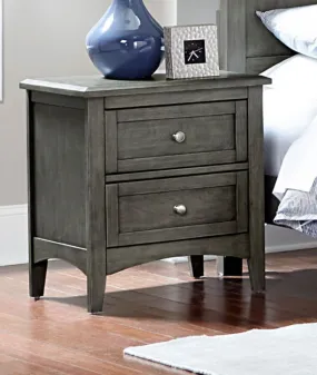 2 Drawers Wooden Night Stand With Flared Legs Gray By Benzara