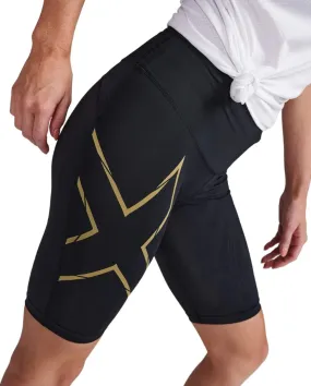 2XU Light Speed Mid-Rise Women's Compression Shorts (Black/Gold Reflective)