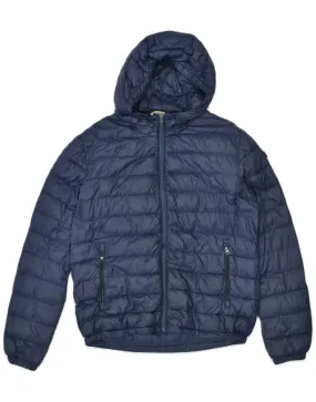 313 TRE UNO TRE Mens Hooded Padded Jacket IT 48 Medium Blue Polyamide