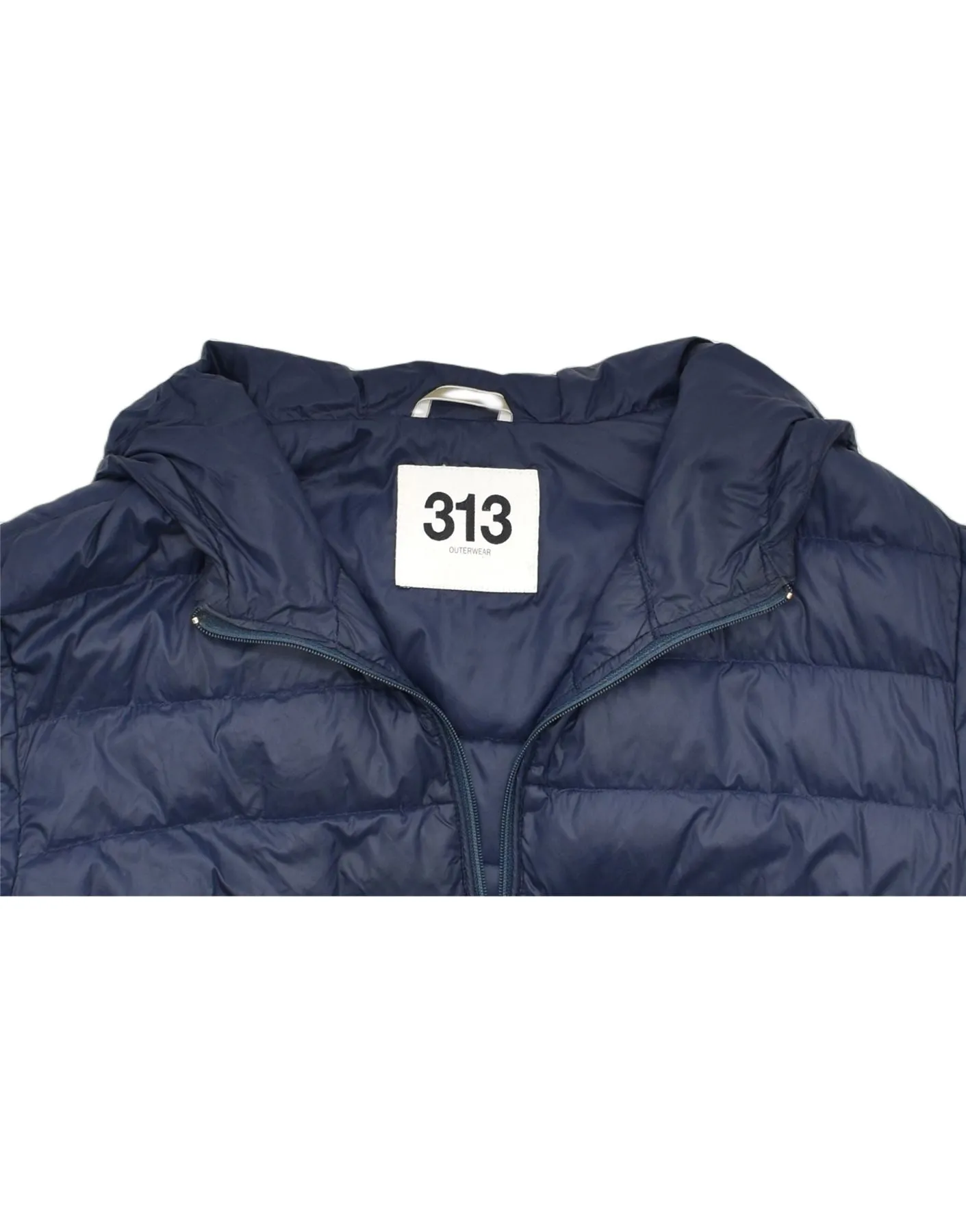 313 TRE UNO TRE Mens Hooded Padded Jacket IT 48 Medium Blue Polyamide