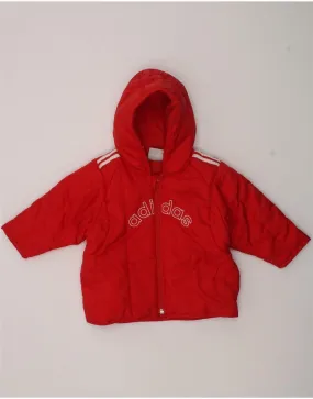 ADIDAS Baby Boys Graphic Hooded Padded Jacket 9-12 Months Red Nylon