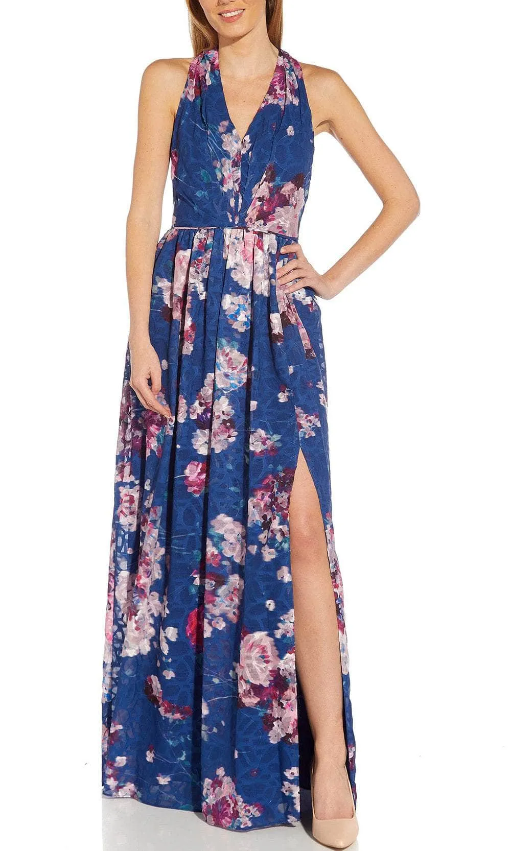 Adrianna Papell AP1E209281 - Floral V-Neck Long Dress