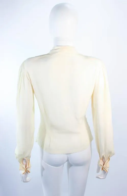 ART ORIGINALS CALIFORNIA 1950s Hand Painted Silk Ivory Blouse