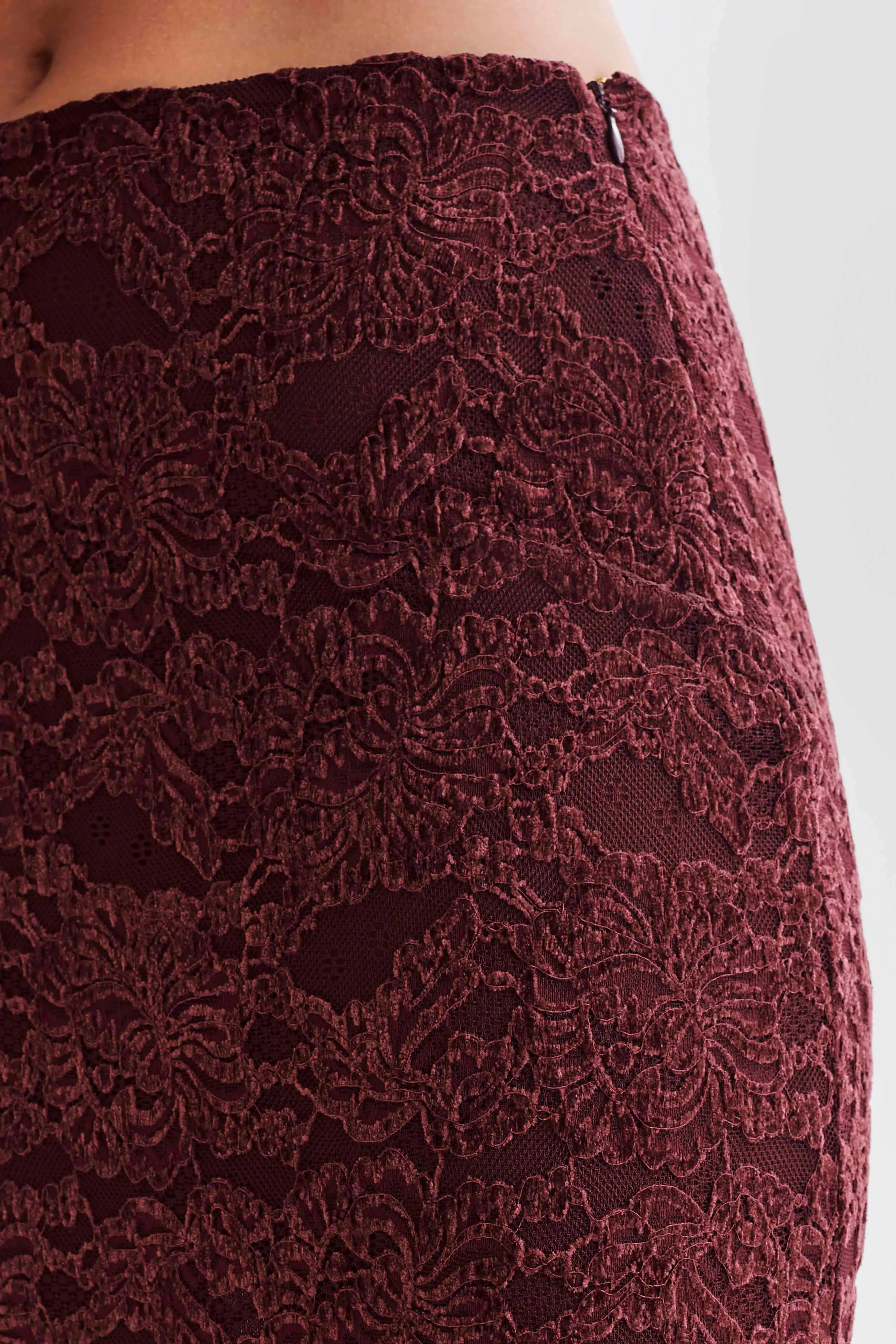 Artemis Lace Plisse Maxi Skirt - Plum