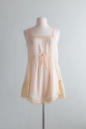 Beautiful 1920's Blush Silk Slip / Small