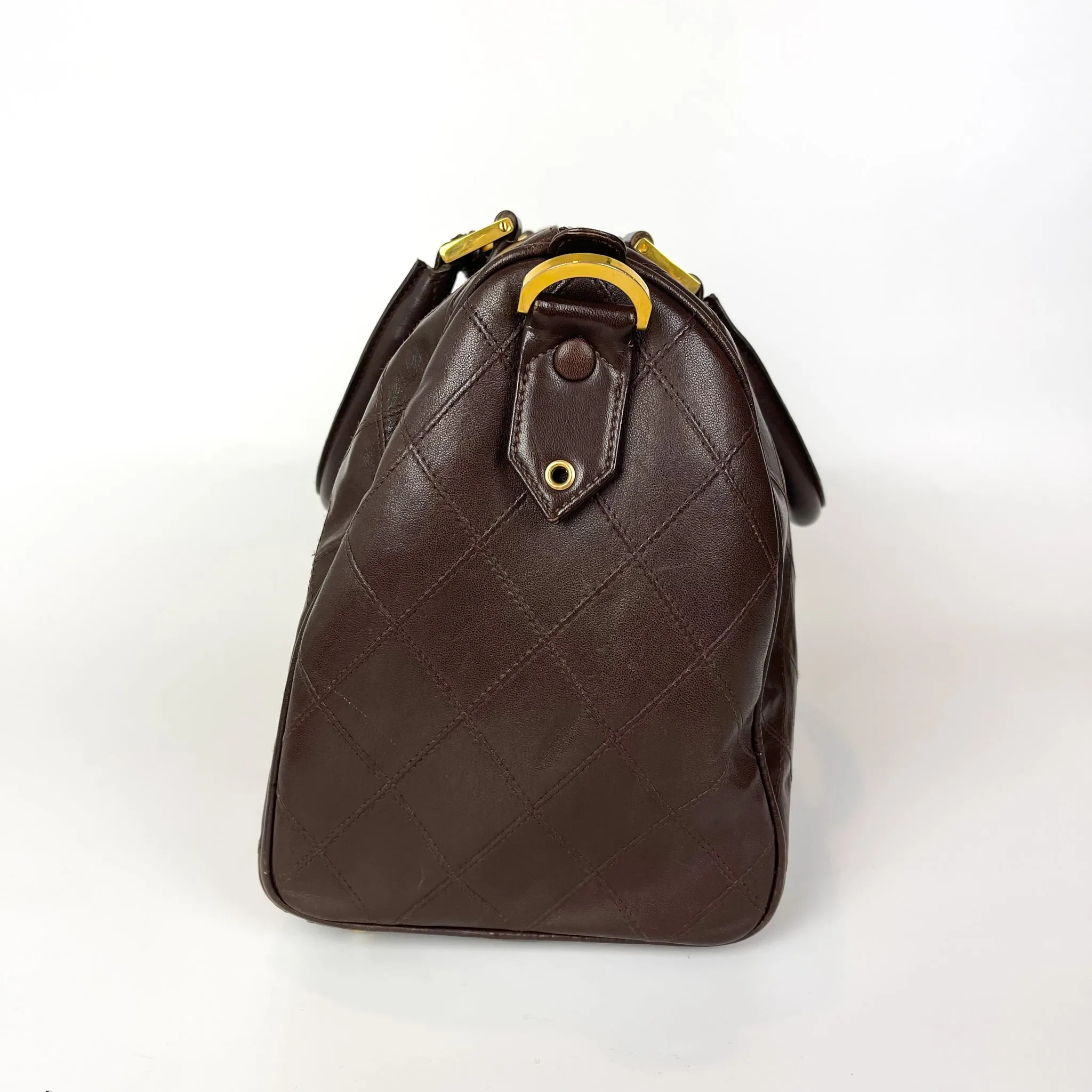 Boston Speedy Brown Quilted Leather Bag