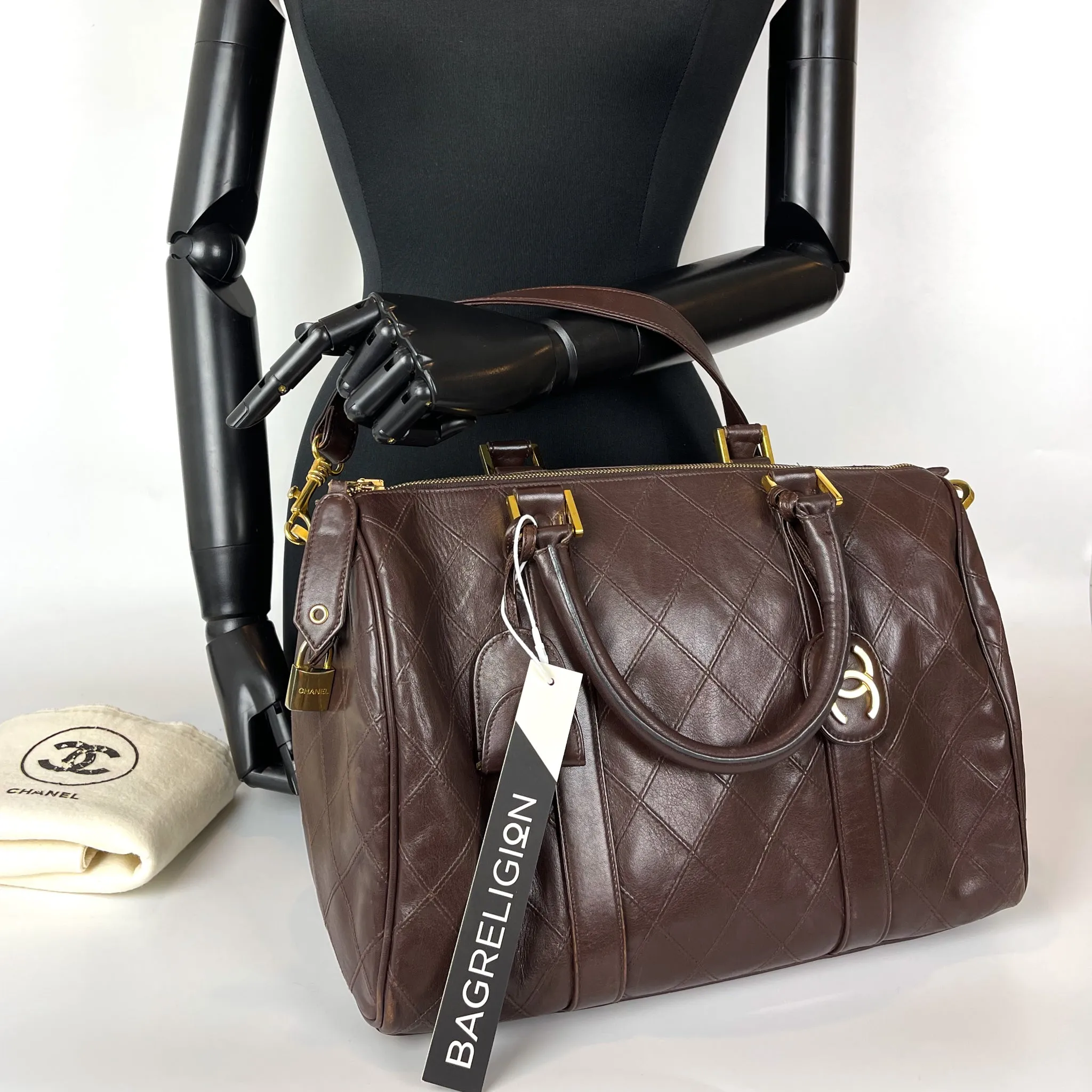 Boston Speedy Brown Quilted Leather Bag