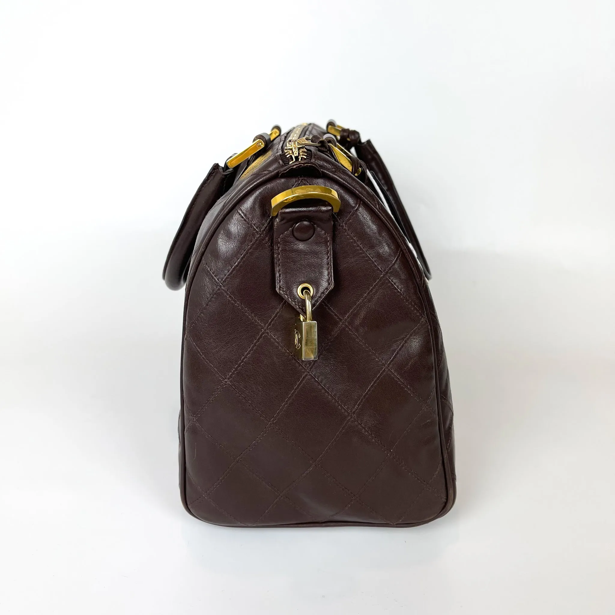 Boston Speedy Brown Quilted Leather Bag