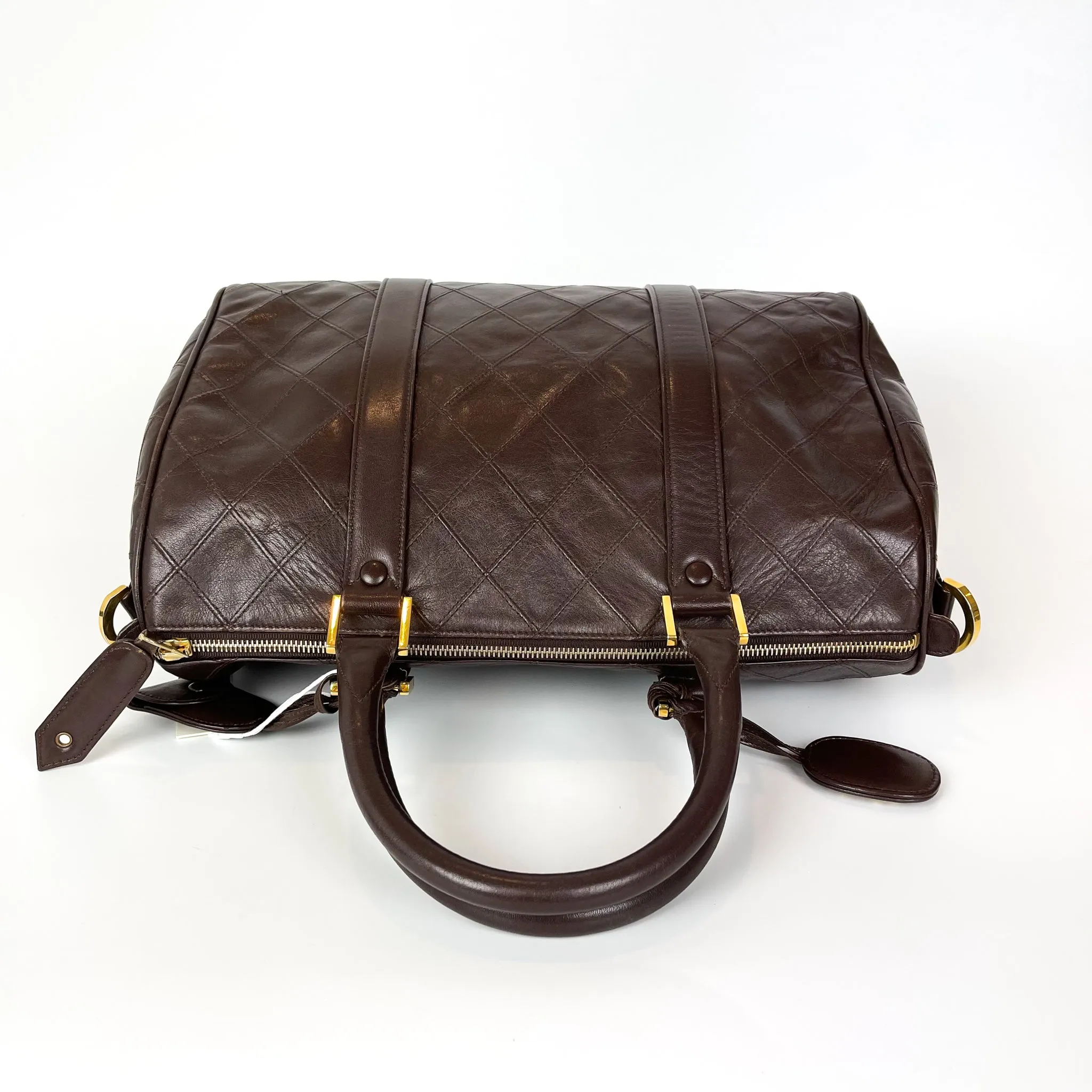 Boston Speedy Brown Quilted Leather Bag