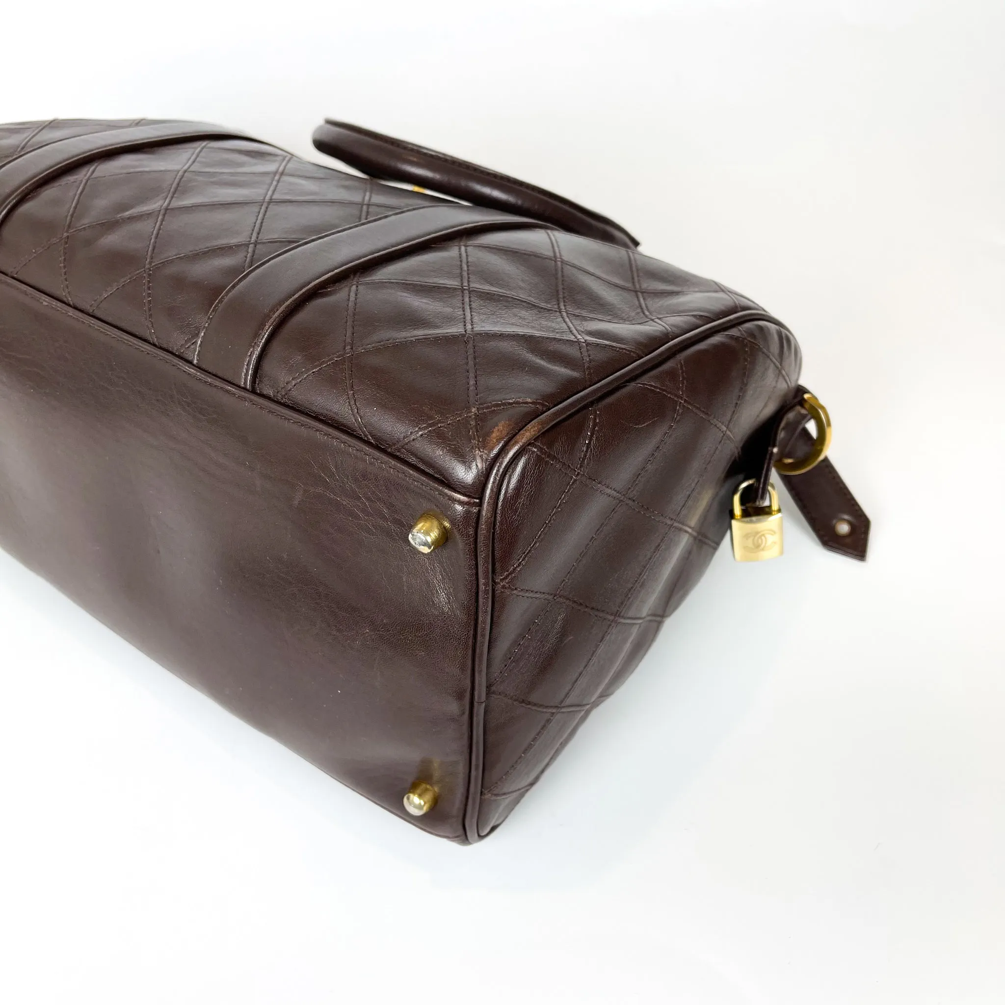 Boston Speedy Brown Quilted Leather Bag