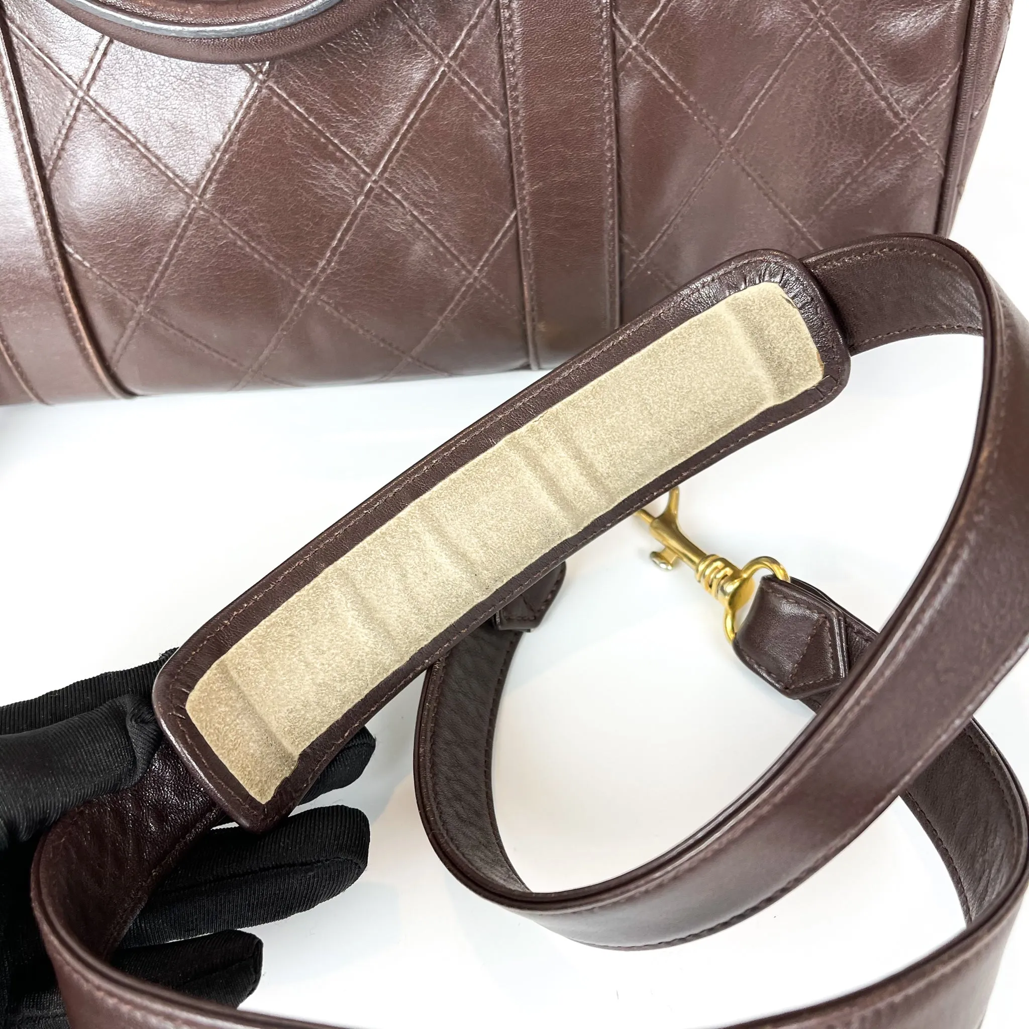 Boston Speedy Brown Quilted Leather Bag