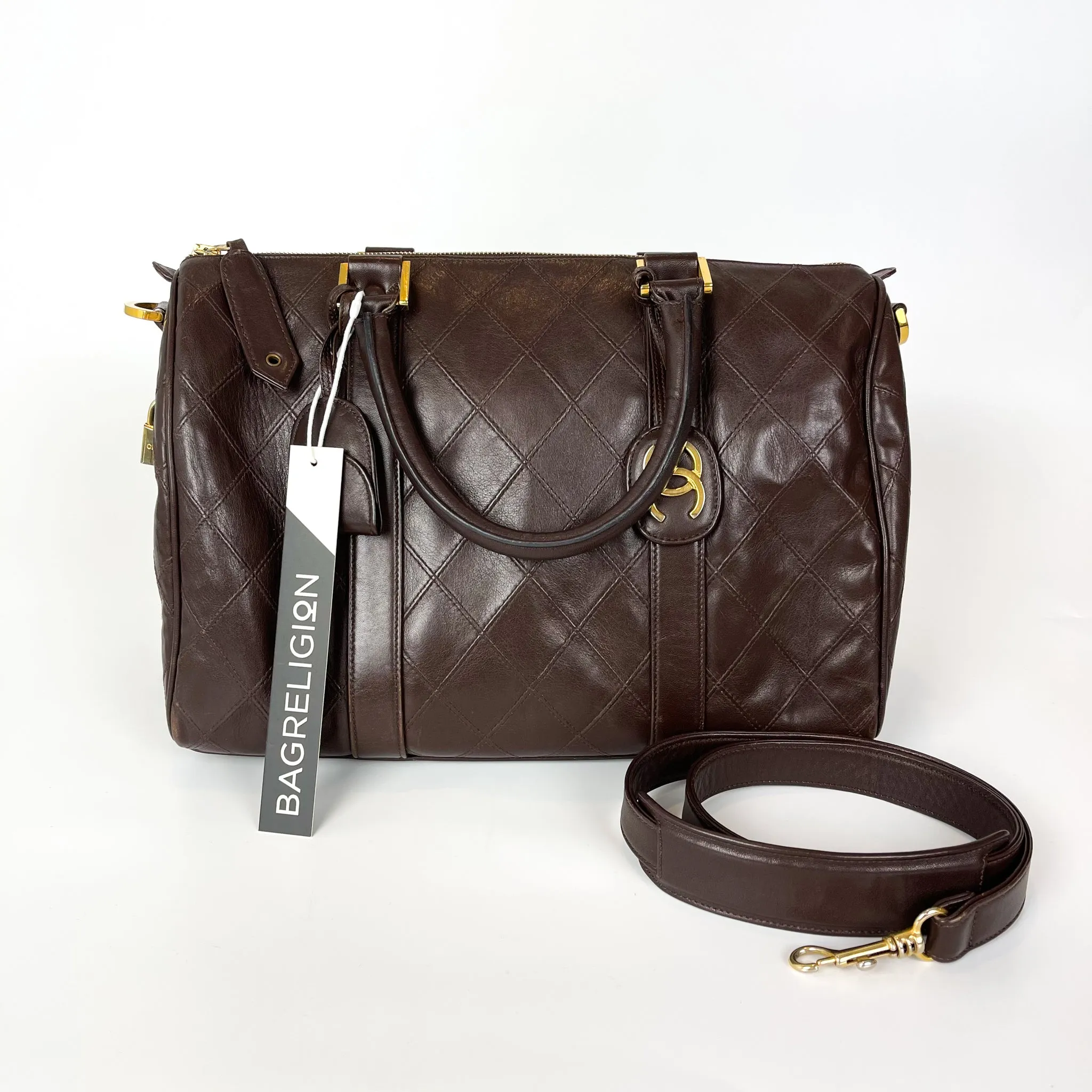 Boston Speedy Brown Quilted Leather Bag