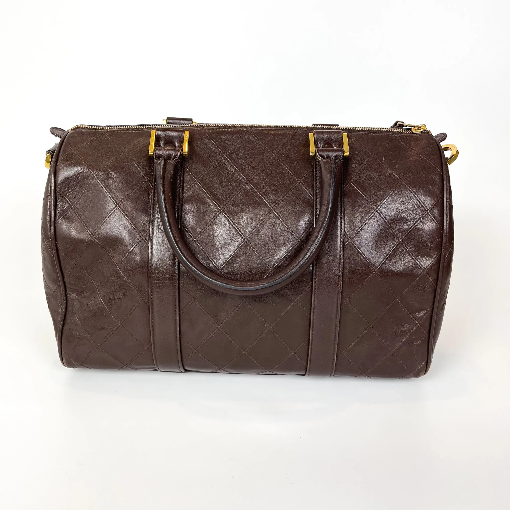 Boston Speedy Brown Quilted Leather Bag