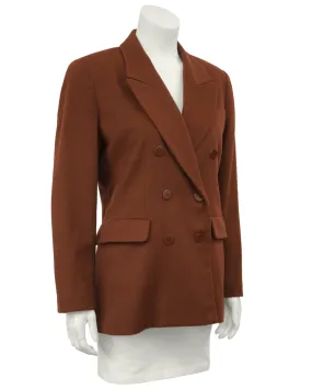 Brown Cashmere Double Breasted Jacket in Rust