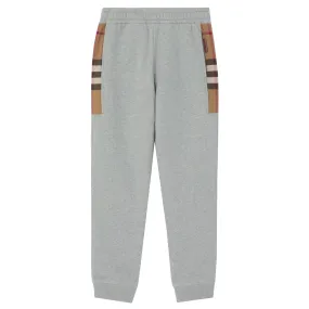 Burberry Check Panel Cotton Blend Sweatpants