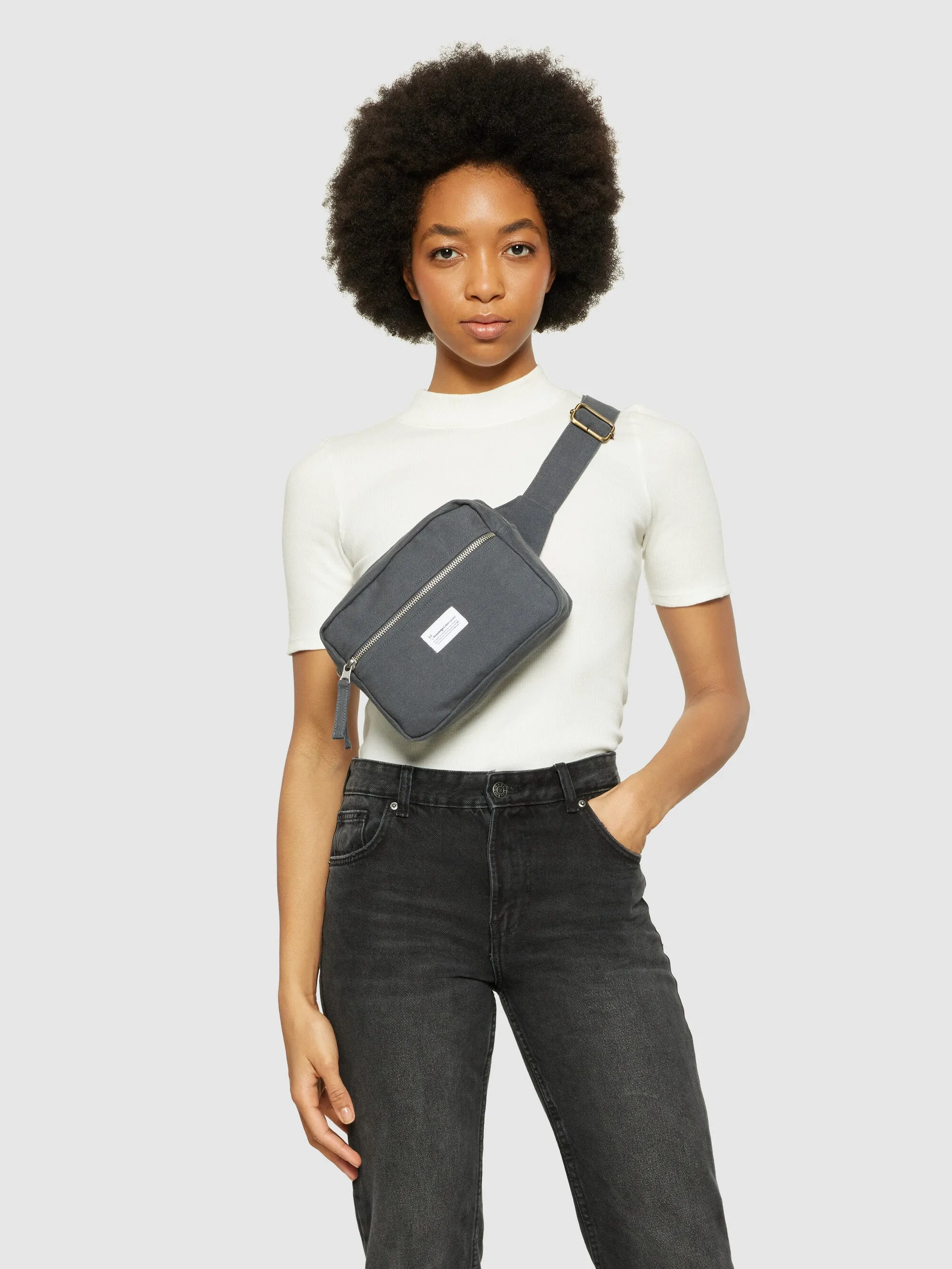 Canvas bumbag - GOTS/Vegan - Gray Pinstripe