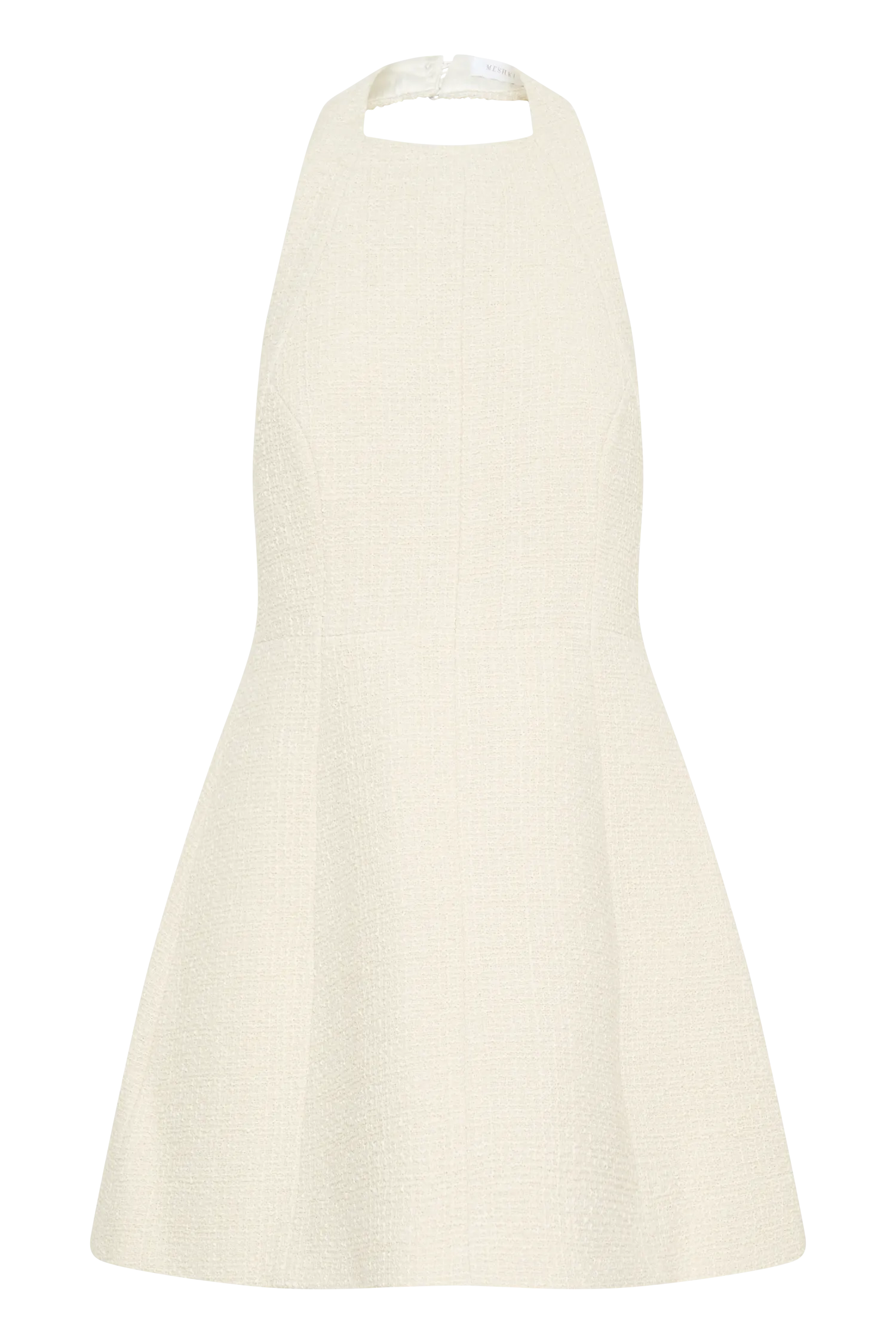 Carina Boucle Halter Mini Dress - Ivory