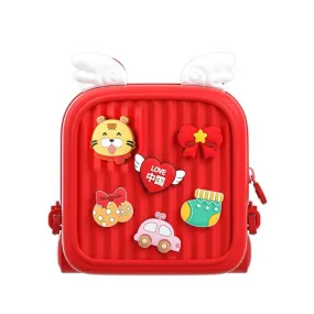 Crimson Red Winged Mini Movable Trinkets Fashion Backpack