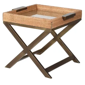 Cross Leg Rattan Side Table 56cm