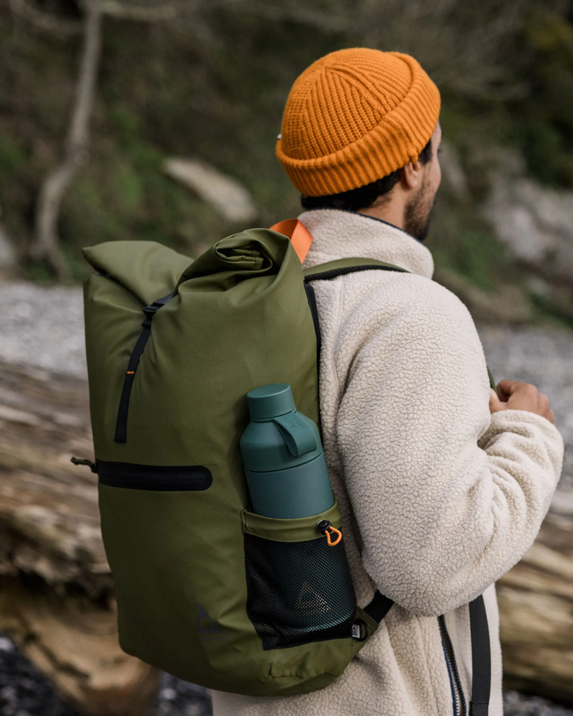 Crossing Roll Top Backpack - True Black/ Khaki