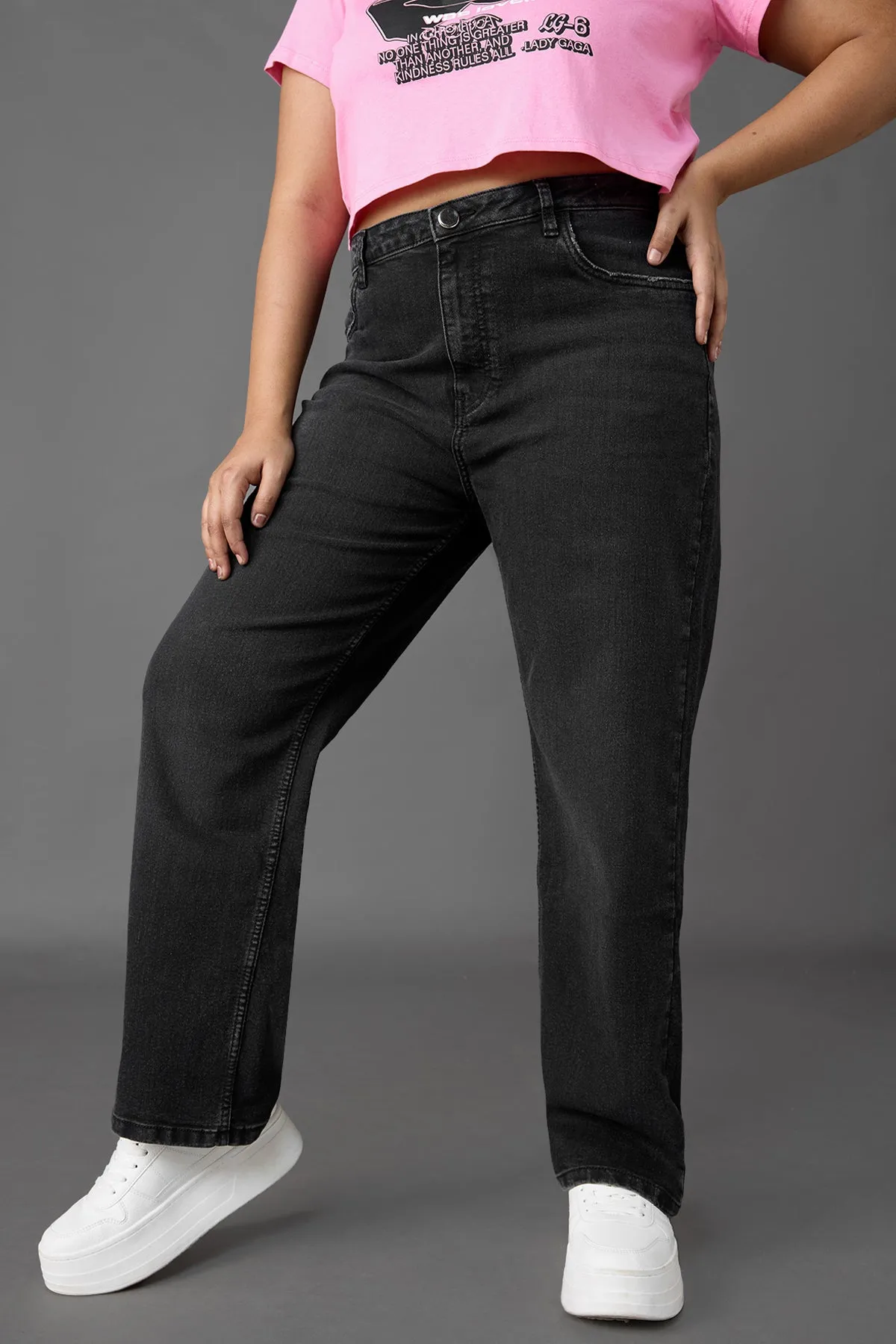 Curve Charcoal Straight Jeans