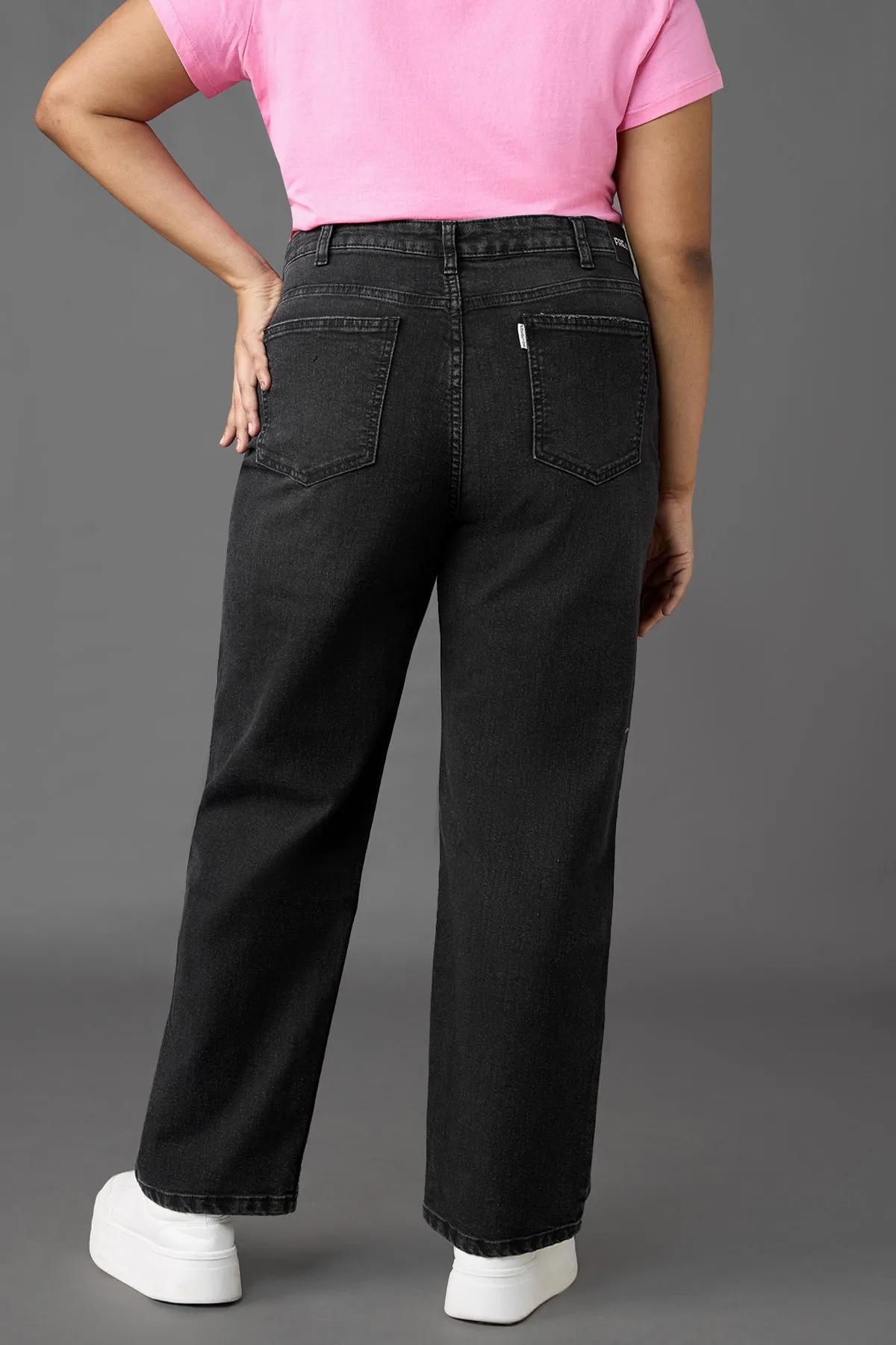 Curve Charcoal Straight Jeans