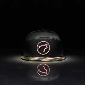 Flat Bill Snapback Hat Pink Flower Camo