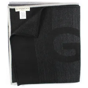 Givenchy Scarf Black Gray Logo Design - Wool Silk Shawl SALE