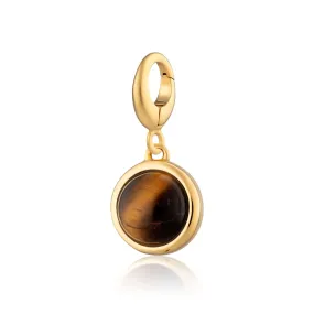 Gold Plated Tigers Eye Healing Stone Charm (Courage)