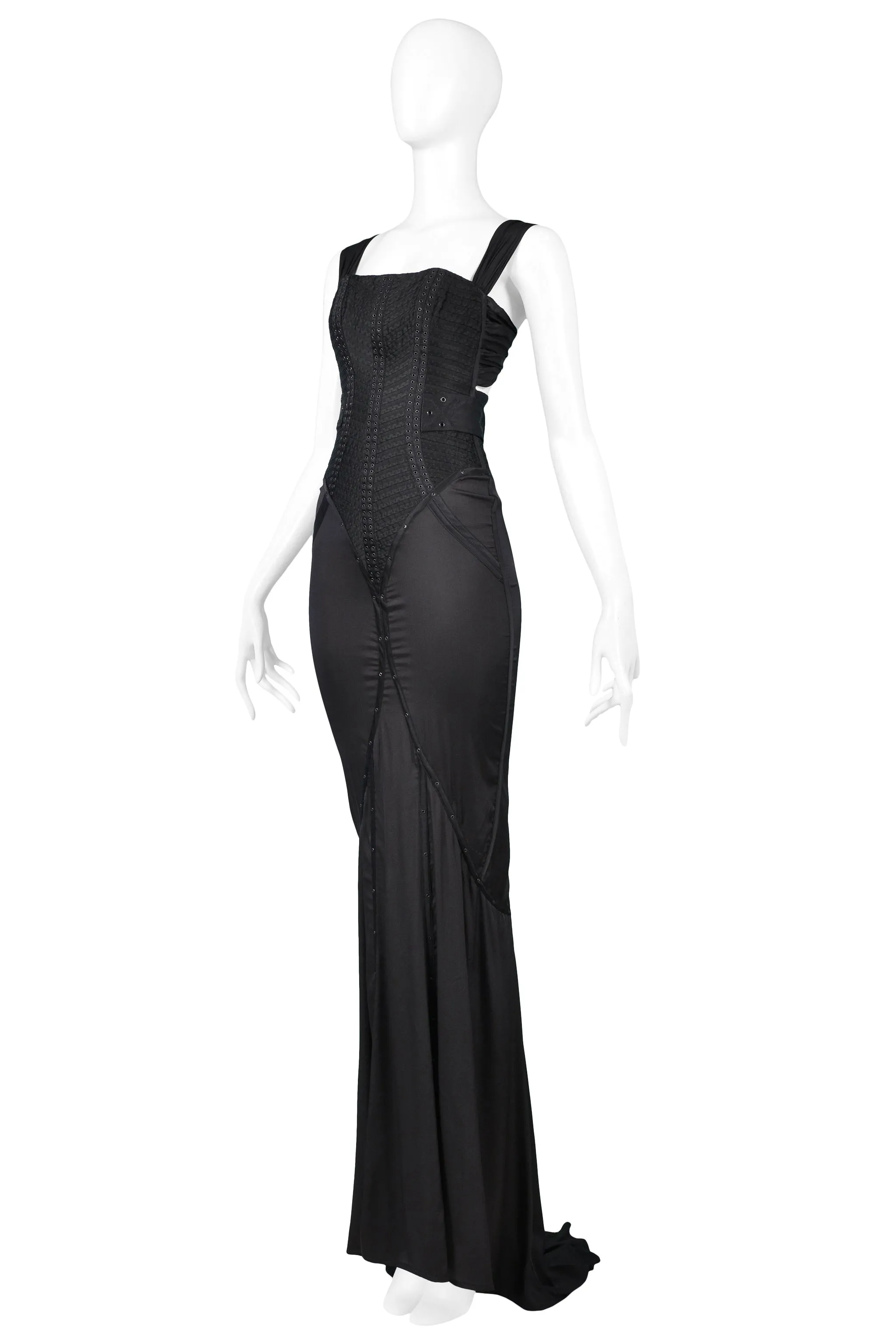 GUCCI BY TOM FORD BLACK CORSET GOWN 2003