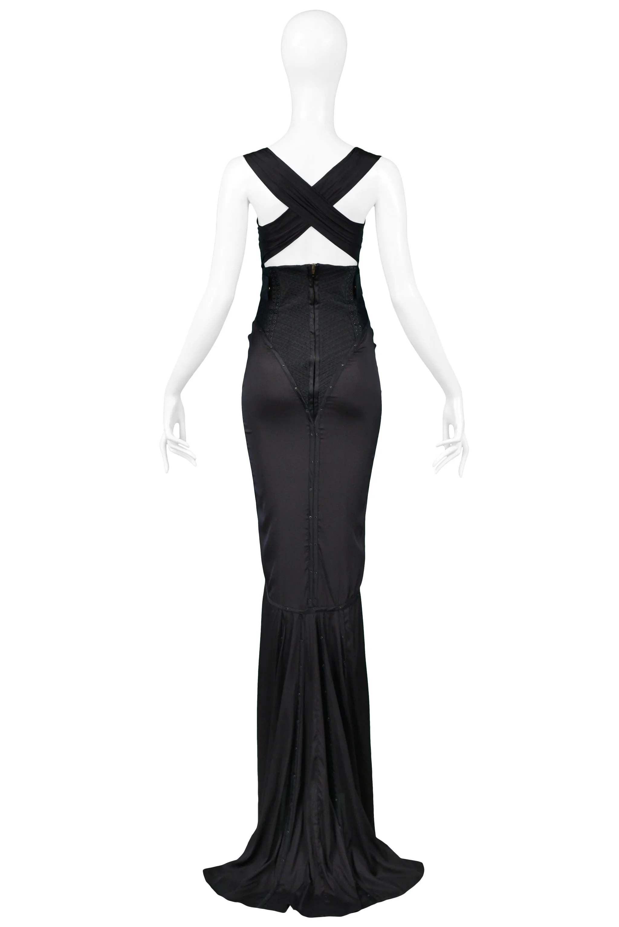 GUCCI BY TOM FORD BLACK CORSET GOWN 2003