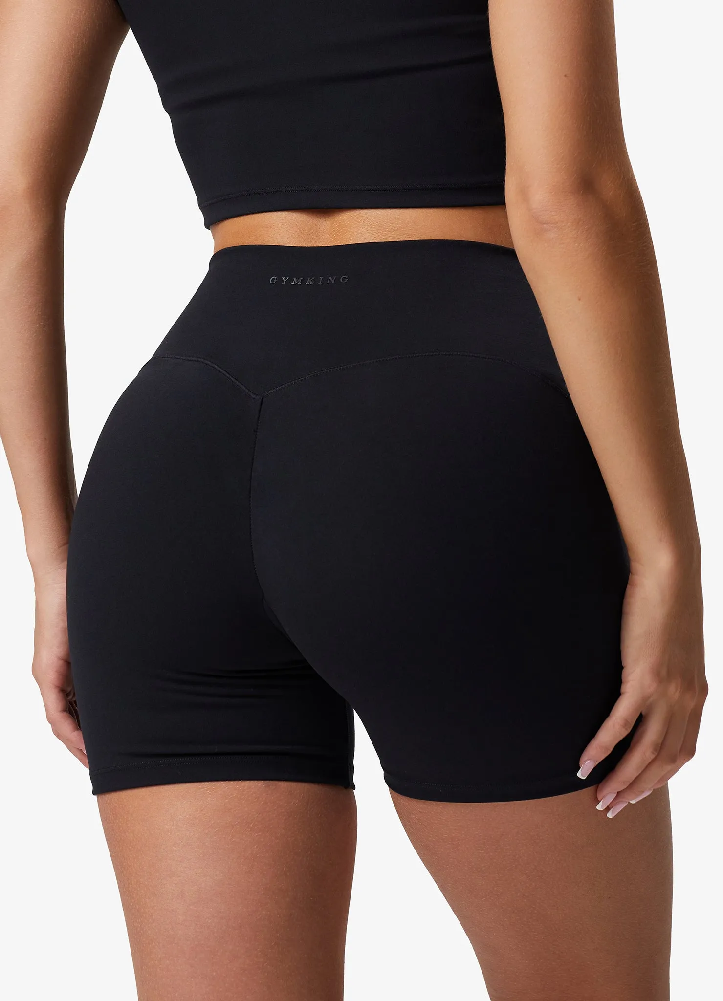 Gym King Peach Luxe 4" Short - Black Luxe