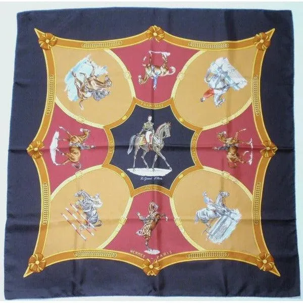 HERMES 1987 Vintage Ecole Française D'Equitation Silk Scarf