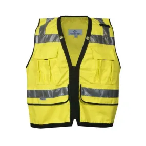 Hi-Vis Heavy Duty Safety Survey Vest - 2 in. Silver Reflective Trim, Inside Tablet Pocket, Survey Pocket, Type R Class 2 - National Safety Apparel