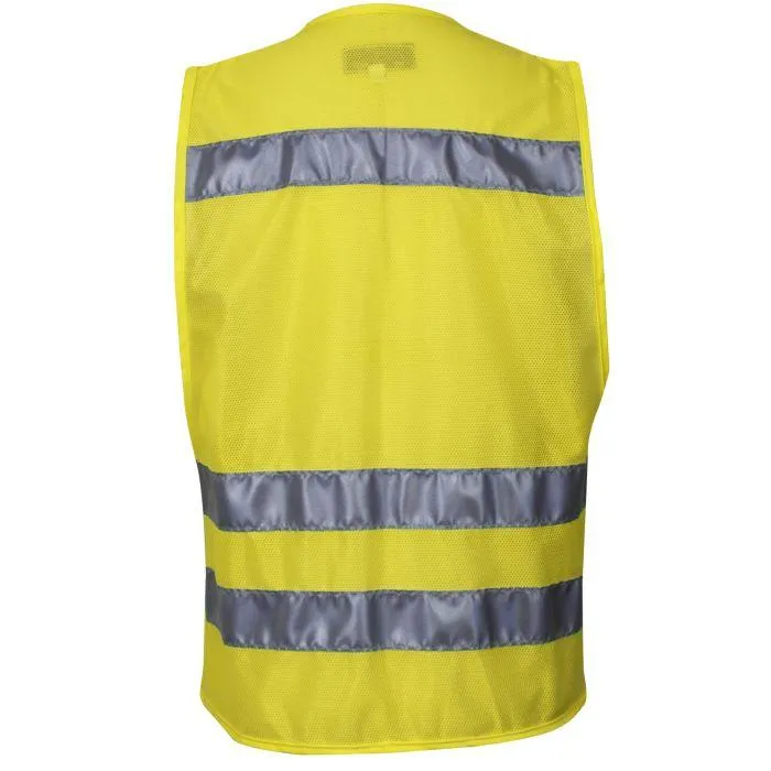 Hi-Vis Mesh Road Safety Vest - Silver Reflective Trim, 4 Various Size Pockets, Type R Class 2