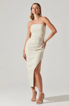 Iota Pleated Strapless Dress