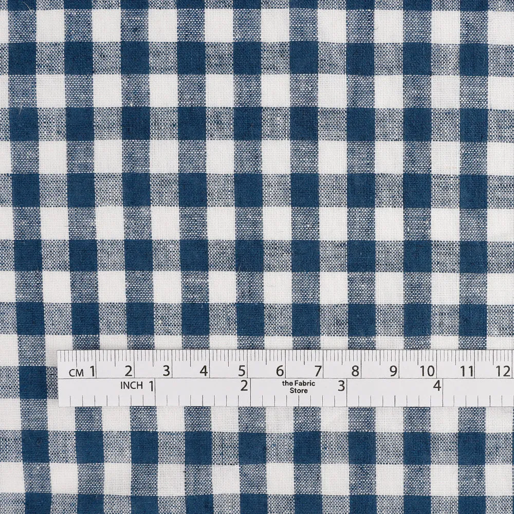 Lightweight Linen / Cotton Gingham - Marine