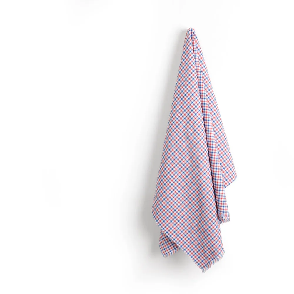 Linen / Cotton Tattersall Check - Red / Blue (remnant)