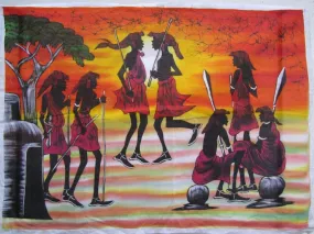 Maasai Warrior Dancers Batik Art 01