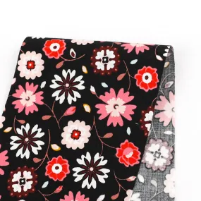 Mallow Flower Stretch Cotton - Black