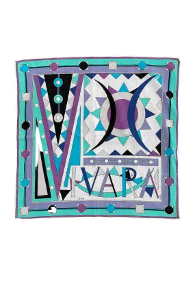 PUCCI VIVARA TEAL & PURPLE MOD PRINT SCARF