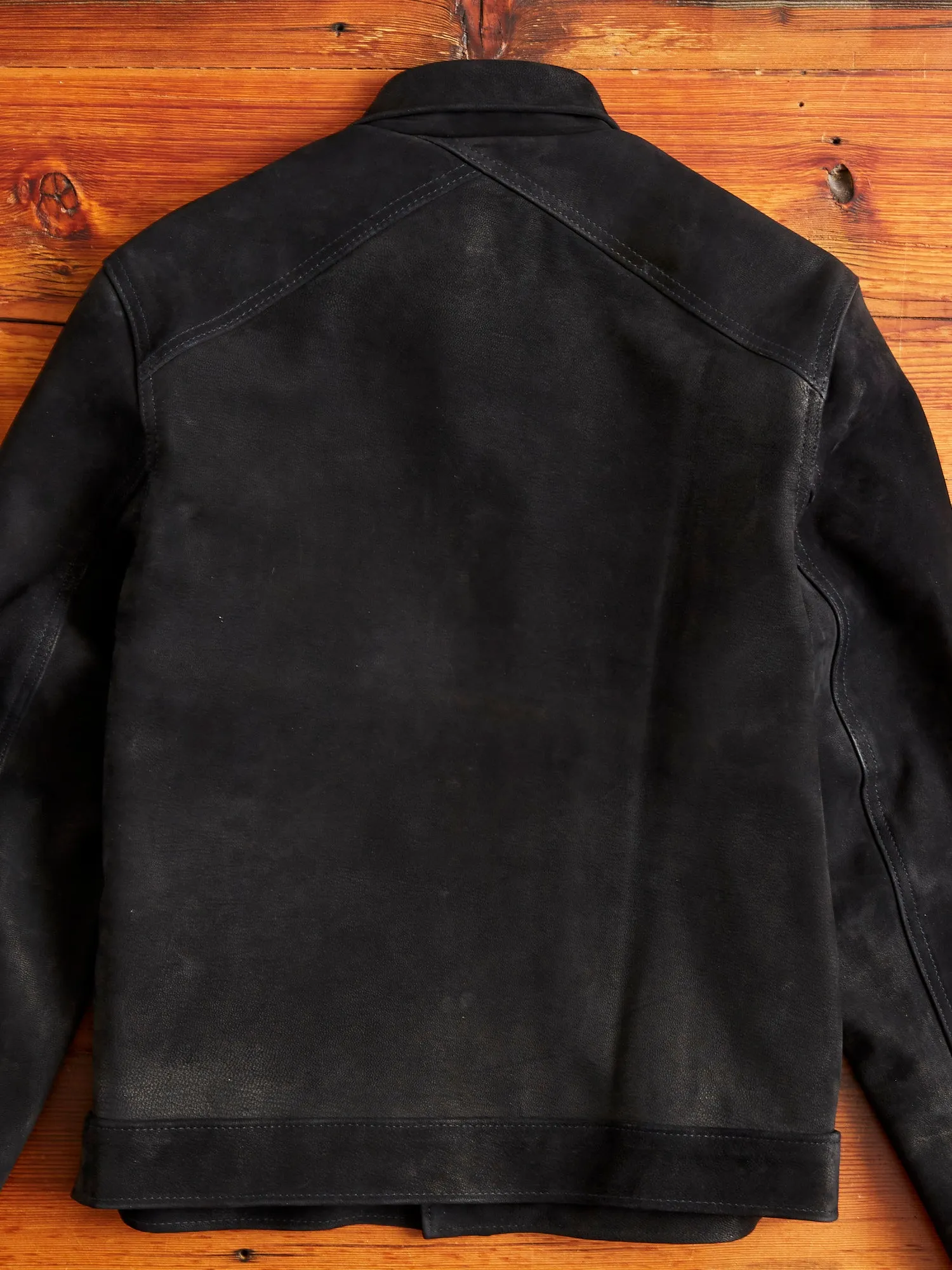 "3sixteen x Schott NYC" Goatskin Type-3 Leather Jacket in Black