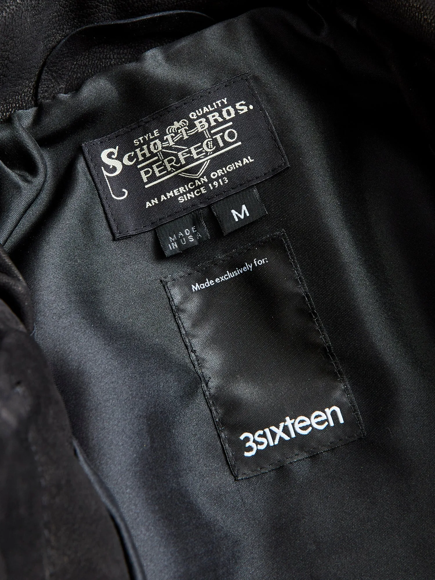 "3sixteen x Schott NYC" Goatskin Type-3 Leather Jacket in Black