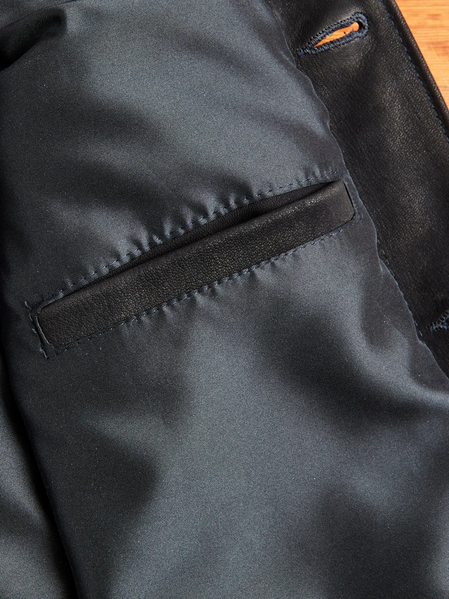 "3sixteen x Schott NYC" Goatskin Type-3 Leather Jacket in Black