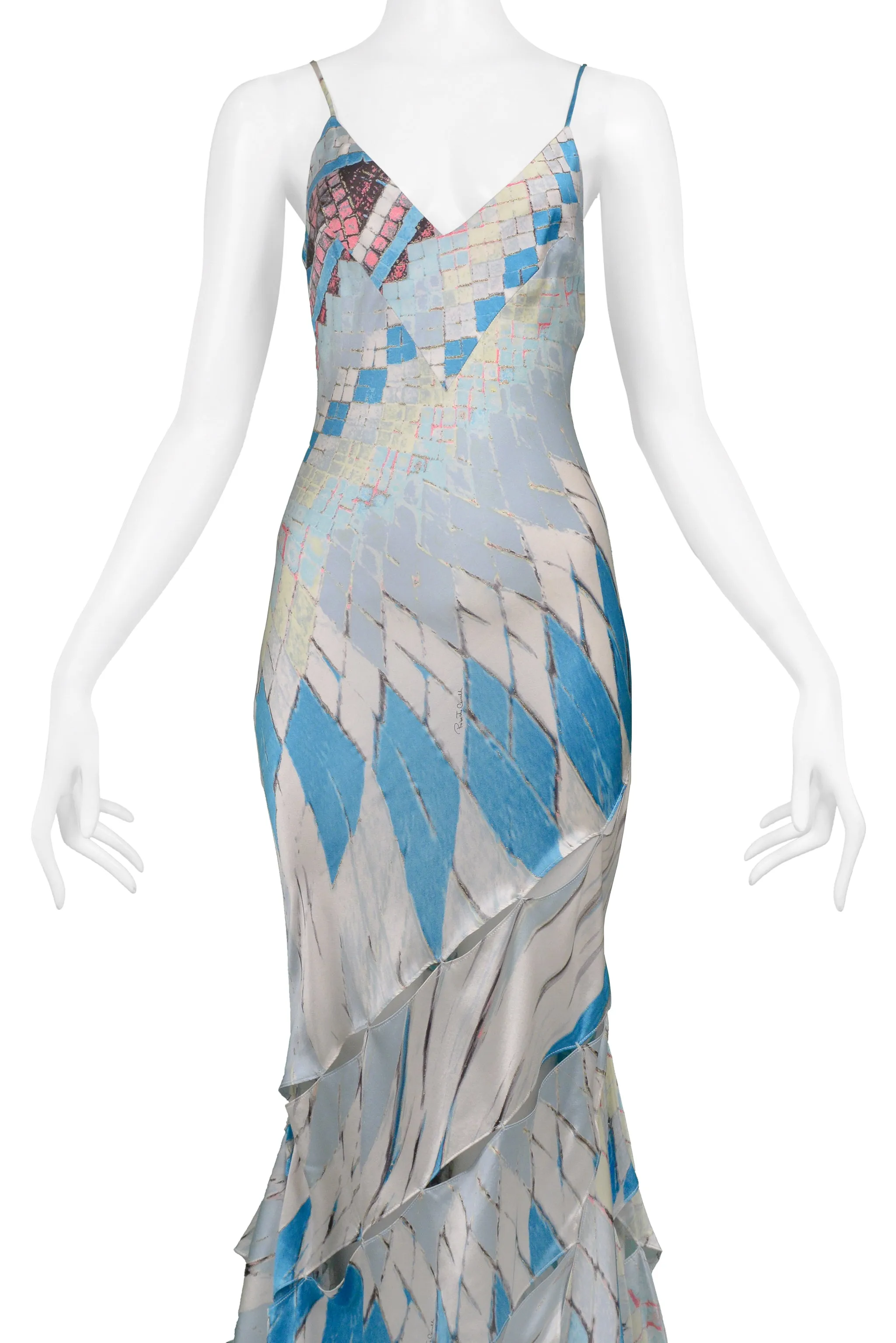 ROBERTO CAVALLI MULTICOLOR KALEIDOSCOPE PRINT GOWN 2004