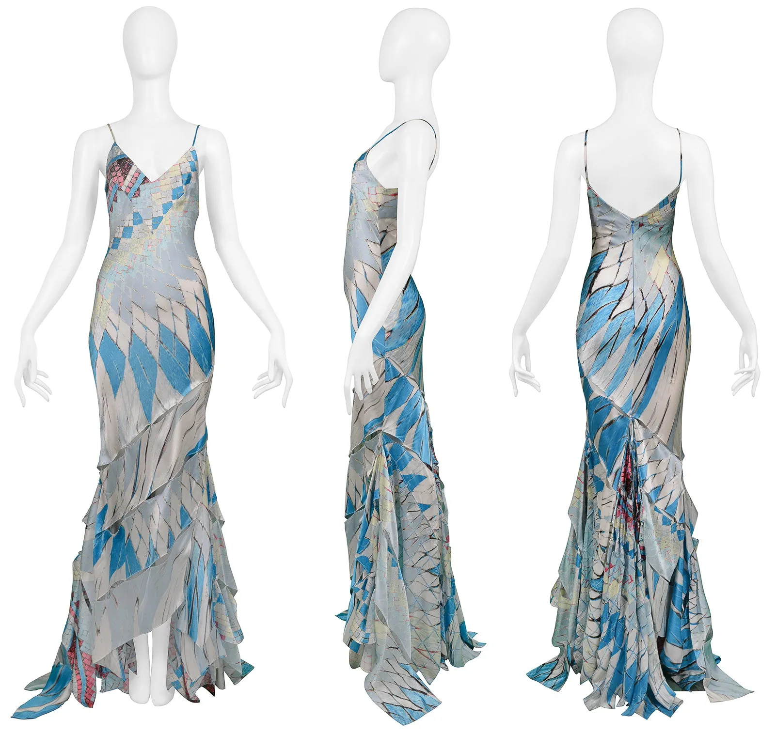 ROBERTO CAVALLI MULTICOLOR KALEIDOSCOPE PRINT GOWN 2004