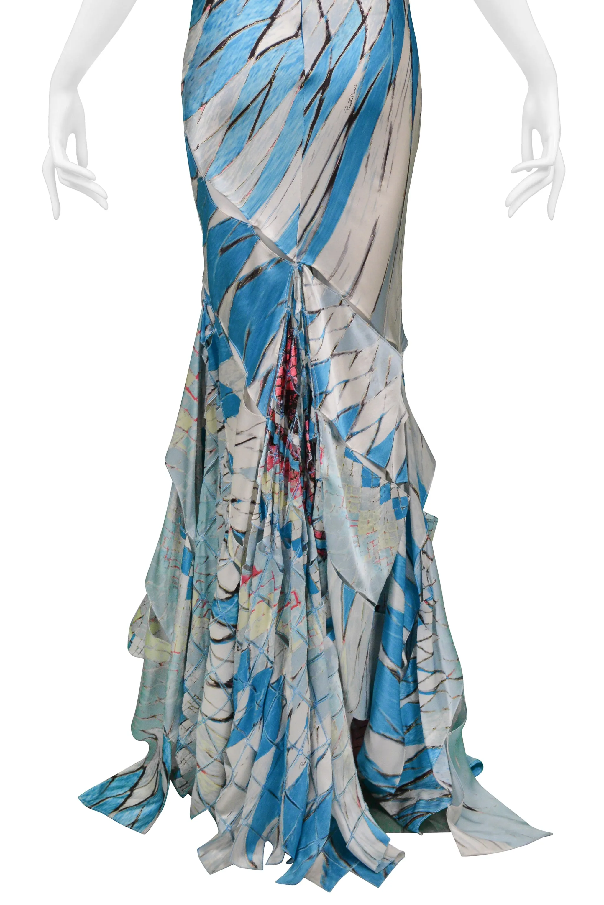 ROBERTO CAVALLI MULTICOLOR KALEIDOSCOPE PRINT GOWN 2004