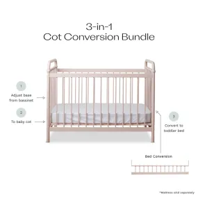 Sonata Pink 3-in-1 Cot Conversion Bundle